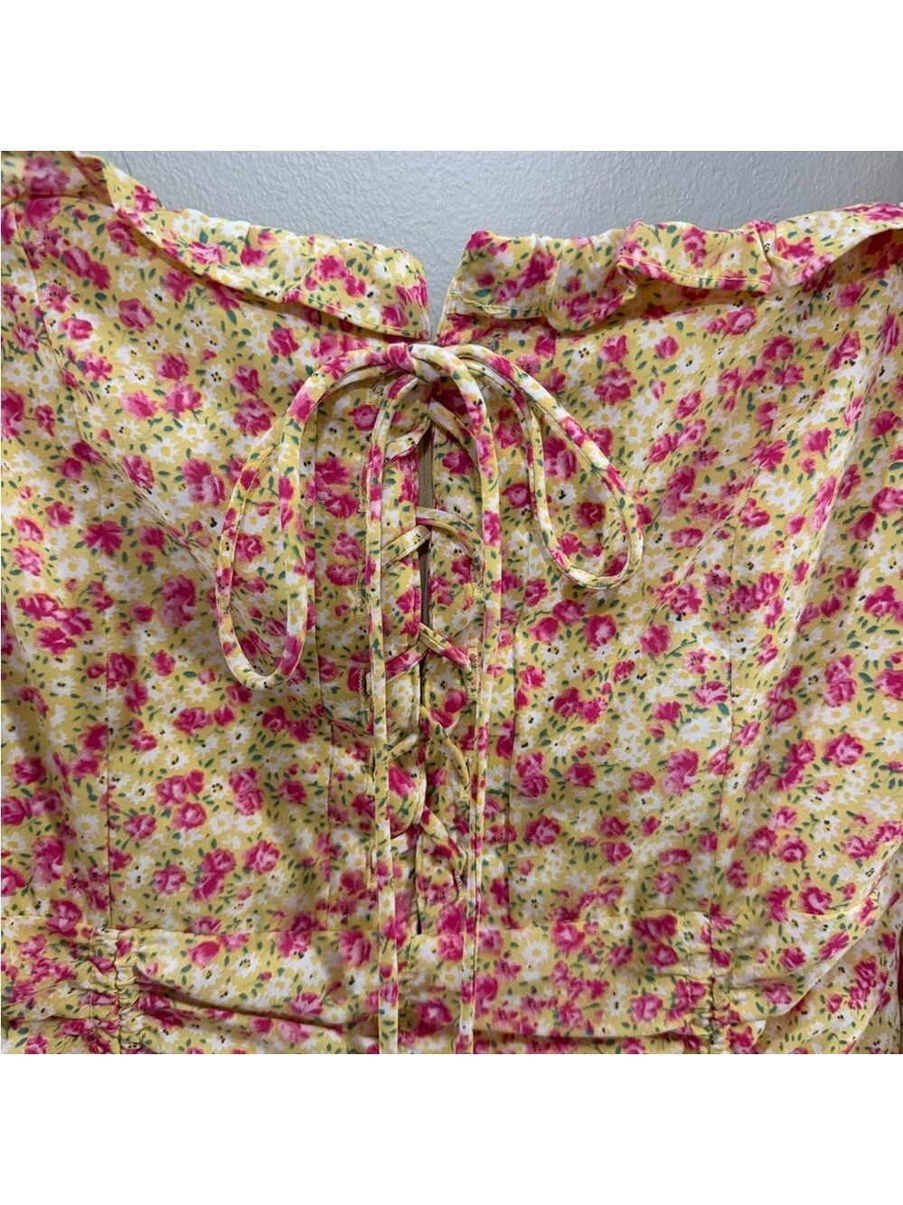 Hello Molly Pink Floral Smocked Mini Dress. Size XS - Picture 4 of 10